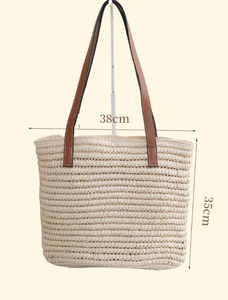 Chic Summer <b>Accessory</b> featuring a Natural yarn bag Woven Tote perfect for <b>beach</b> and daily vacation style - Product Image 2