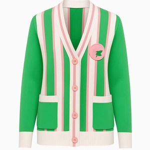Suéter Cárdigan de Punto Cruzado de Lana/Acrílico con Colores Personalizados y Bordado para Mujeres Universitarias, de Hermandades y Fraternidades - Product Image 1