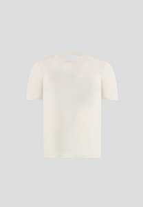 T-shirt en coton tricoté à manches courtes et col rond pour homme, coupe ajustée, couleur unie, décontracté, respirant, blanc - Product Image 3