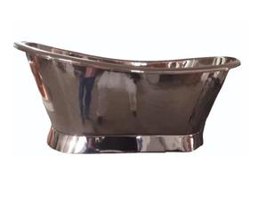 Bañera Ovalada Independiente de Cobre con Acabado en Níquel, Modelo Bold Blossom, Hecha a Mano |   Bañera de Lujo sin Tapa - Product Image 2