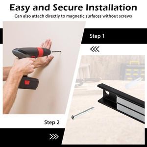 Bandes magnétiques organisatrices d'outils argentées, lot de 6, construction en acier au carbone, solution de rangement pour un espace de travail sans désordre - Product Image 4