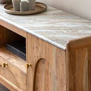 Mueble para TV Vandana Mira Solace en mármol y madera de acacia - Product Image 5