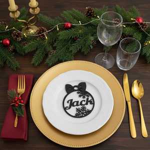 Anneau de serviette de Noël personnalisé en bois, découpé au laser, avec nom décoratif pour la table des fêtes - Product Image 3