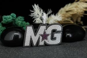 <b>Custom</b> MG Letter Pendant 925 Sterling Silver Iced Diamond Look <b>Name</b> Logo Hip Hop Luxury Engagement Wedding Moissanite Pendant - Product Image 5