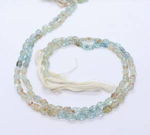 Cuentas ovaladas talladas a mano en tono aguamarina AAA de 5x7-6x8 mm, cuentas de piedras preciosas de aguamarina de 14 pulgadas para la fabricación de joyería. - Product Image 1