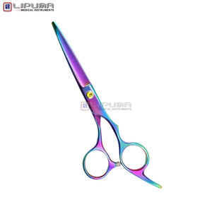 Tijeras de Barbero Profesionales de Acero Inoxidable, Diseño Ergonómico, Cuchillas Ultra Afiladas, Estilo Collar Azul Titanio - Product Image 4