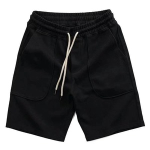Pantalones Cortos Bermuda de Algodón Negro para Hombre, Cintura Media, Cordón Ajustable, Color Sólido, con Bolsillos, Tela Transpirable - Product Image 1