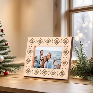 Natural Wood Photo <b>Frame</b> Custom Laser Engraved Leaf Pattern <b>Picture</b> <b>Frame</b> Modern Boho Home Decor Desktop Wooden <b>Wedding</b> <b>Frame</b> - Product Image 2