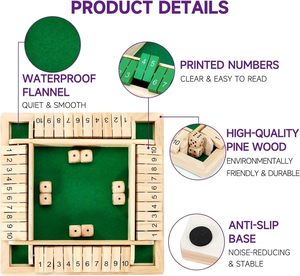 Plateau de jeu en bois avec pistes numérotées et surface de jeu verte pour le jeu traditionnel en intérieur - Product Image 5