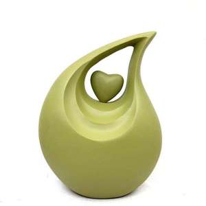 Uzair Handicrafts Green Eco-Friendly Customizable Teardrop Cremation Urn Personalized <b>Memorial</b> <b>Keepsake</b> Metal Ashes Jar Golden - Product Image 5