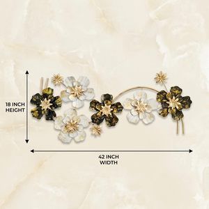 3D Metal <b>Flower</b> <b>Wall</b> Art Gold and Black Iron Modern Contemporary Botanical Theme Matte with Antique Gold Finish Indoor Wal - Product Image 2