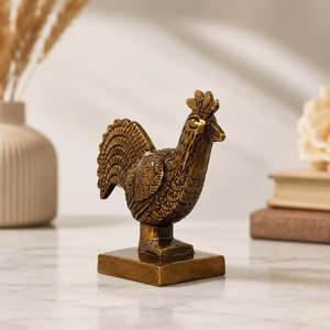 SHUBHAM - Figura de Gallo de Latón Macizo Hecha a Mano, Estatua de Pájaro de Latón Antiguo, Adorno para el Hogar, la Oficina y como Regalo - Product Image 1