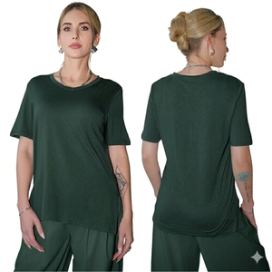 T-shirt essentiel pour femme, grande taille, tricot léger, écologique, séchage rapide, surface douce, respirant, extensible, coupe confortable, toucher lisse - Product Image 1