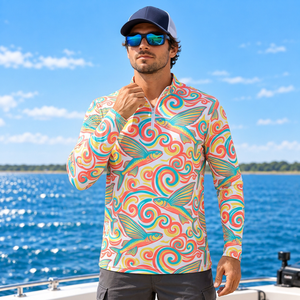 Camiseta de Pesca Personalizada de 180 GSM, Poliéster y Spandex, con Cierre de Cremallera, Protección UPF, para Pescadores - Product Image 3