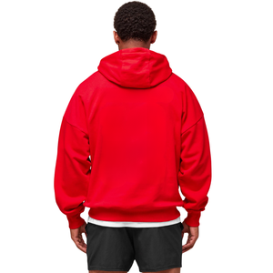 Sudadera con Capucha Roja Extra Grande para Hombre, Sudadera de Felpa Gruesa, Corte Holgado, Estilo Casual Urbano - Product Image 2