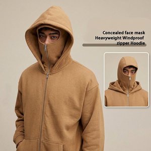 Sudadera con capucha y cremallera completa para hombre, estilo urbano, doble capucha, color sólido, moda streetwear, ropa de invierno. - Product Image 2