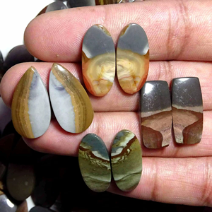 Par de Jaspe Policromado Natural, Gemas de Cuarzo de Alta Calidad Grado AAAAA para Pendientes o Gemas Sueltas - Product Image 2
