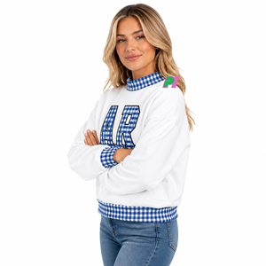 Sudadera de cuello simulado de felpa gruesa de gran tamaño de Arkansas con letras AR de guinga y ribetes - Product Image 3