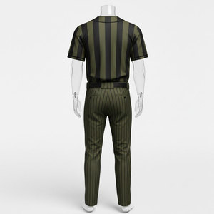 Ensemble uniforme de baseball unisexe, rayures sublimées, maillot de baseball imprimé numériquement, pantalon, maillot de softball à boutons sur le devant - Product Image 2