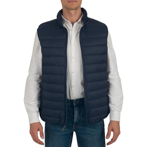 <b>Men</b> Quilted <b>Gilet</b> Dark <b>Navy</b> Puffer Vest Nylon Shell Insulated Baffle Stand Collar Wholesale OEM - Product Image 1