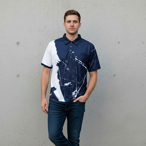 T-shirt Homme en Polyester/Coton de Haute Qualité, Uni, avec Logo Personnalisé, Manches Courtes, Boutons sur le Devant, Décontracté, Respirant, Tricoté, Été - Product Image 5