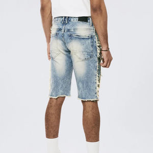 Vente directe usine – Nouveauté été : Short en jean décontracté pour homme, coupe ample, style salopette tricotée délavée foncée, facile à porter - Product Image 2