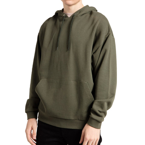 Sudadera con Capucha Extra Grande para Hombre, Verde Oliva, Felpa de Algodón, Informal, para Otoño, con Bolsillos, Corte Regular, Tejida - Product Image 1