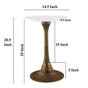 Premium Cast Aluminum Bar <b>Table</b> Round <b>Marble</b> <b>Top</b> Hammered Pedestal Base Elegant Design Durable Finish Luxury Home Accent - Product Image 6