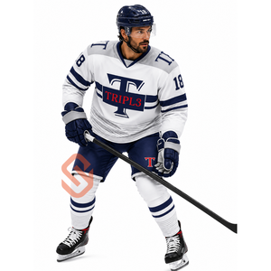 Custom White Navy Sublimation Ice Hockey <b>Jersey</b> Uniform Set Custom Name Number Logo Pro Style Team Wholesale - Product Image 1