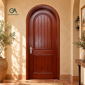 Porte intérieure en bois massif Golden Aero, panneau supérieur cintré, style traditionnel, porte d'entrée manuelle - Product Image 5