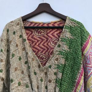 Robe Kaftan en Coton Fait Main pour Femme, Style Kantha Indien, Ample et Bohème, Parfaite comme Cache-Maillot de Plage, Maxi Caftan, Vente en Gros - Product Image 3