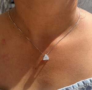 Trillion Cut Moissanite 1.2CT <b>Solid</b> 14K <b>Gold</b> Christian Luxury Party <b>Pendant</b> Necklace with Rope Chain - Product Image 1