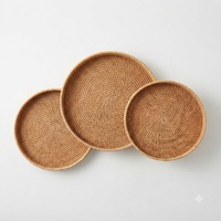 Plateau en rotin tressé écologique, fait main, plateau de service naturel, fabricant en gros, design personnalisé, durable pour la maison et la cuisine