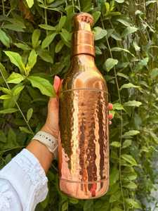 ขวดน้ำทองแดงล้วนมาใหม่ทำด้วยมือขวดน้ำทองแดงตอก1ลิตรสุขภาพอายุรเวท - Product Image 2