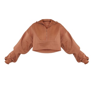 Femmes Logo personnalisé surdimensionné pull hauts 2025 à manches longues quart fermeture éclair sweats à capuche contraste couleur culture décontracté hiver - Product Image 3
