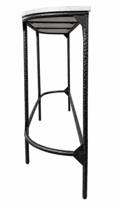 Marble <b>Console</b> Table <b>Black</b> Metal Entryway Sofa Table Oval Top Living Room Accent Furniture - Product Image 3