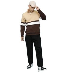 Men's Color Blocking Quarter <b>Zip</b> Sweatshirt Regular Fit Knitted Fleece Casual Autumn Stand Collar <b>Shirt</b> - Product Image 2