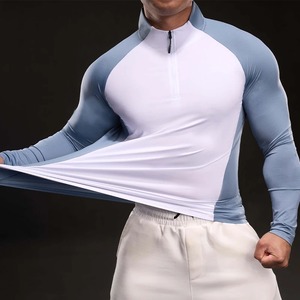 Camiseta Deportiva de Secado Rápido para Hombre, Manga Larga, Media Cremallera, Transpirable, para Correr, Entrenamiento, Fitness - Product Image 5
