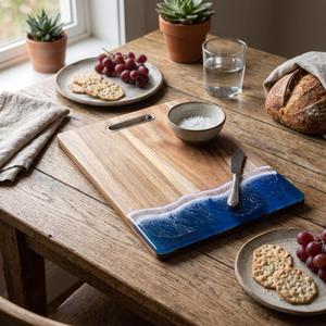 Planche à découper rectangulaire en acacia personnalisée, planche à découper artisanale pour la cuisine, planche de préparation alimentaire durable, épaisseur 1,2 cm, passe au lave-vaisselle - Product Image 4