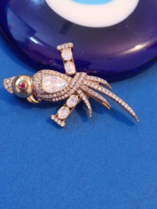 Broche vintage en argent 925 motif paon, sertie de cristaux et strass taille poire, bijou de luxe unisexe pour le quotidien, idée cadeau - Product Image 2