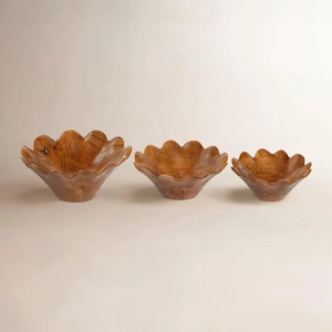 Ensemble de bols décoratifs en bois faits à la main, style bohème, finition naturelle, pour fruits et en-cas, vaisselle décorative pour la maison - Product Image 2