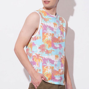Camiseta sin Mangas con Cuello Redondo y Estampado de Palmeras Tropicales, Corte Regular Informal, Tejido de Poliéster Transpirable - Product Image 5