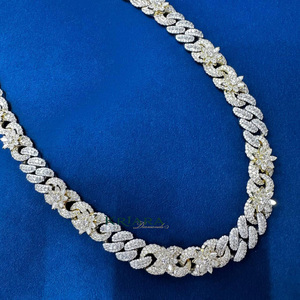 Flower Link <b>Chain</b> Necklace 18K Gold Lab Grown S925 Rhodium Plated Statement Jewelry Unisex Luxury Design - Product Image 1