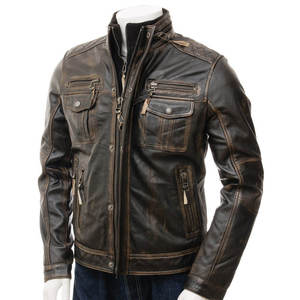 Chaqueta de Lona y Cuero de Alta Calidad para Hombre, Invierno, Personalizada, Ecológica, Resistente al Viento, con Cierre de Cremallera y Bolsillos, Estilo Urbano - Product Image 1
