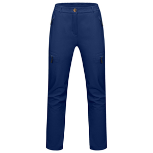Pantalon de sport pour femme, imperméable, en polyester softshell, taille élastique, tissu extensible, fermeture éclair, longueur intégrale, pour l'hiver - Product Image 1