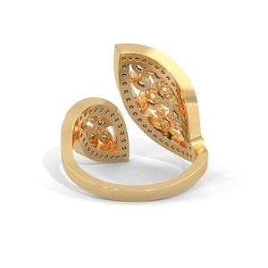 Luxury Women's Yellow <b>Gold</b> <b>Cocktail</b> <b>Ring</b> Marquise Cut Diamond Setting Plant Pattern Wedding Jewelry - Product Image 4