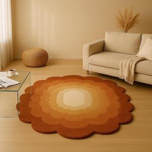 Modern multicolor Wool Rug Handmade Abstract Design Irregular Organic Shape <b>Carpet</b> Hand-Tufted from India Washable for Home Use - Product Image 4