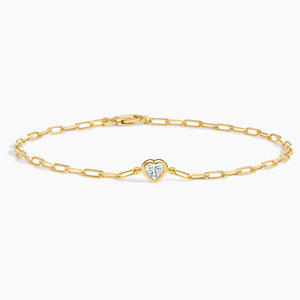 Pulsera de Cadena con Diamantes en Forma de Corazón Engastados en Bisel - Product Image 3