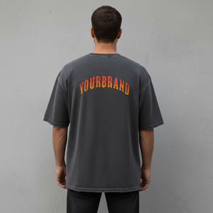 เสื้อยืดโอเวอร์ไซส์พิมพ์ลายตัวอักษรคุณภาพสูง ทรงหลวม คอกลม แขนสั้น ผ้า 230 กรัม รับสกรีนโลโก้ - Product Image 2