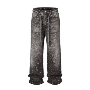 Washed Baggy Jeans Oversized Relaxed Fit Soft <b>Denim</b> <b>Material</b> Streetwear Inspired Fashion Apparel Baggy Jeans - Product Image 1